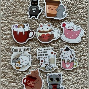 Cat Character Stickers -10 pcs